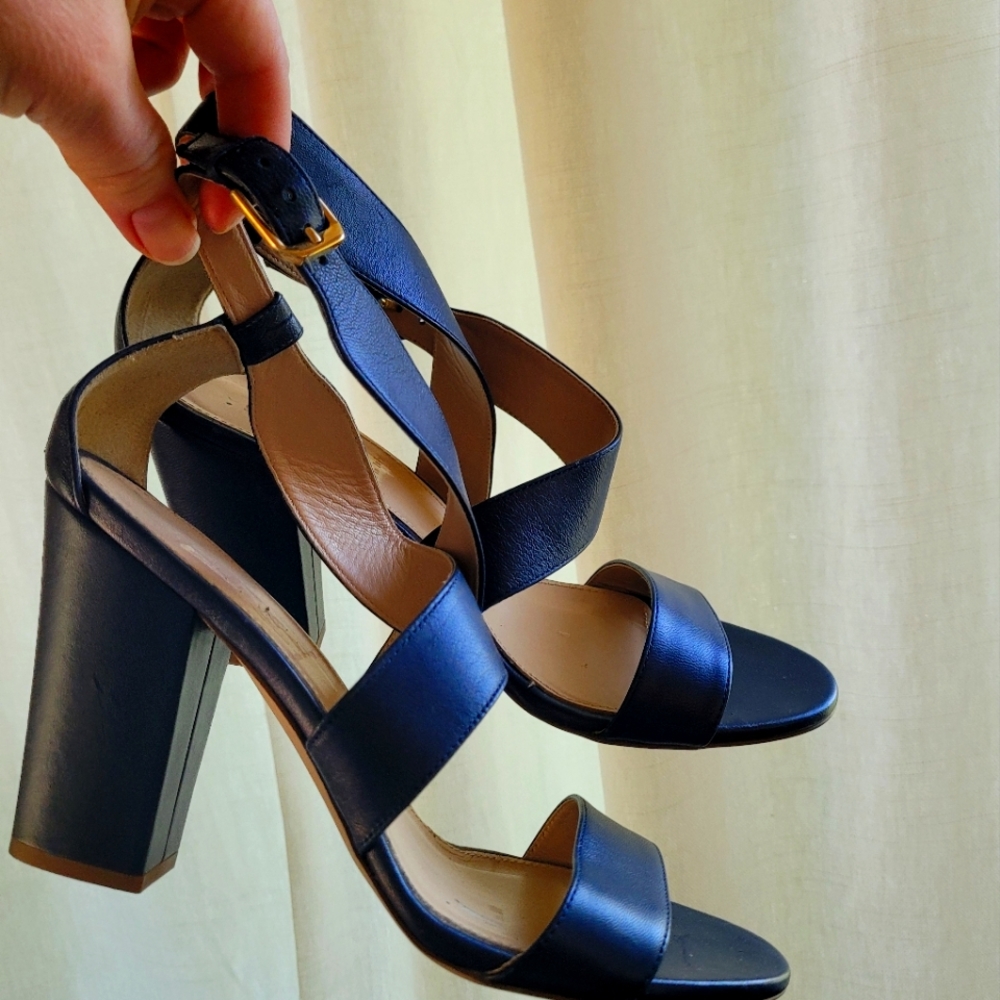 J. Crew Callie haven blue size 7 1/2 leather heeled sandals
